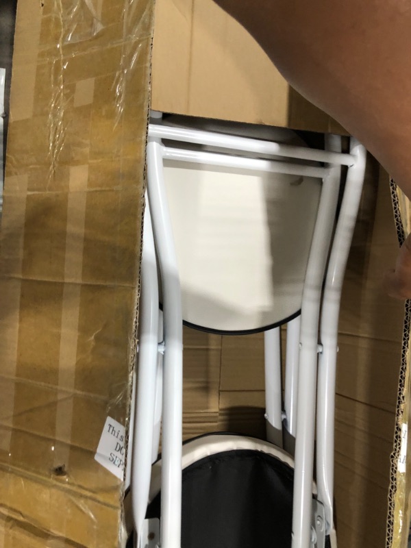 Photo 1 of Thyle 2 Pcs Folding Stool Cushioned Padded Folding Stool Foldable Bar Stool 25.6 Inch Collapsible Round Stool with Backrest and Footrest Portable Folding Chairs for Adults Kitchen Garden (White) 12"D x 12"W x 25.59"H