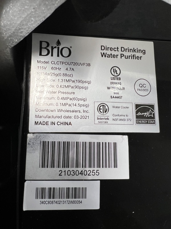 Photo 3 of (READ FULL POST) CLCTPOU720UVF3B Brio Moderna Self-Cleaning Bottleless Countertop Water Cooler Dispenser -with 3-Stage Water Filter and Installation Kit, Tri Temp Dispense