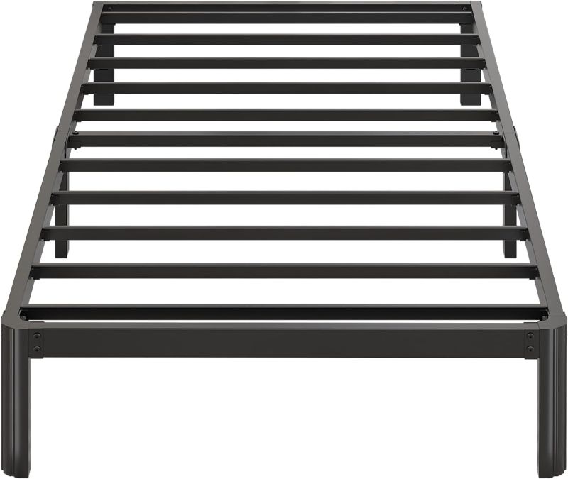 Photo 1 of 10 Inch Twin Bed Frames with Rounded Corner Legs, Heavy Duty Metal Twin Platform Bed Frame with Steel Slats Support, No Box Spring Needed, Noise Free, Easy Assembly