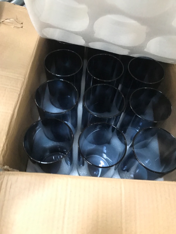 Photo 2 of 12 Pcs Glass Hurricane Candle Holders for Pillar Candles Blue Cylinder Vase for Centerpieces 8 x 4 Inch Tall Cylinder Candle Holder Flower Vase Bulk for Wedding Party Home Table Decoration