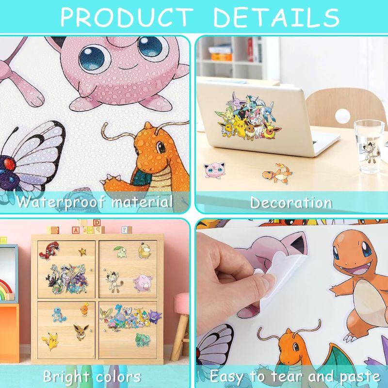 Photo 1 of 5Pcs of Anime Wall Decals, 36 Pcs Large Waterproof Cartoon Wall Sticker Peel and Stick Removable Anime Wall Mural Decor for Kids Bedroom Baby Nursery Living Room...
