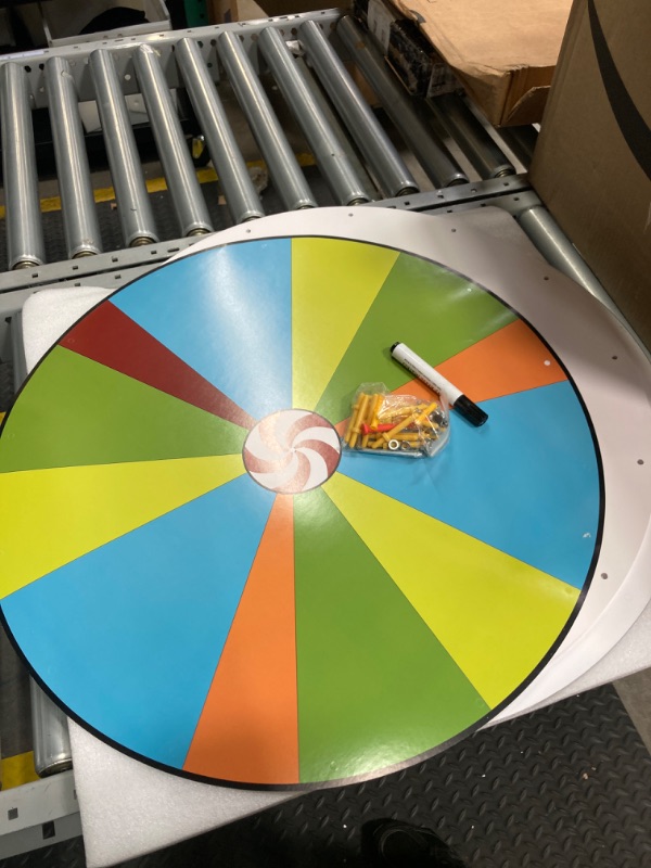 Photo 2 of ARTISHION 5 in 1 Color Prize Wheel - 24 Inch Wall Mounted or Tabletop Roulette Spinning Wheel, Heavy Duty Metal Base with Dry Erase Marker and Eraser for Trade Show, Carnival, Win Fortune Spin Games 24 Inch Dual Use Heavy Duty Prize Wheel