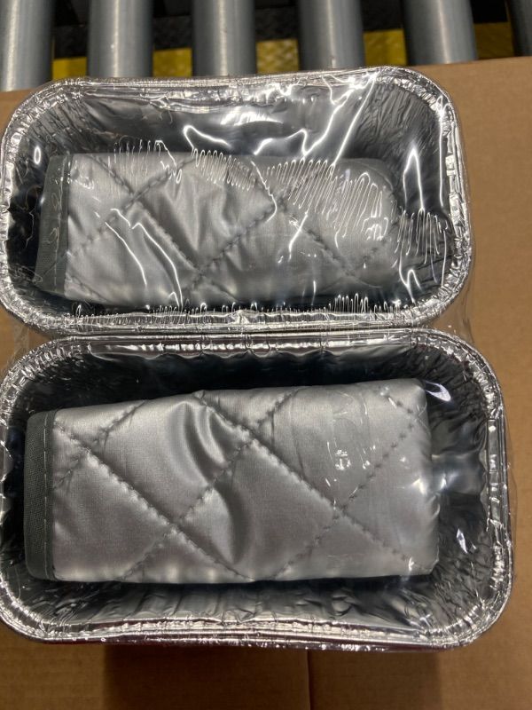 Photo 3 of 100 Pack 1 LB Disposable Mini Loaf Pans with Hot Pads 6.25” x 3.75” x 1.75” 1 Pound Aluminum Foil Loaf Pans and Pot Holders Mini Bread Tins