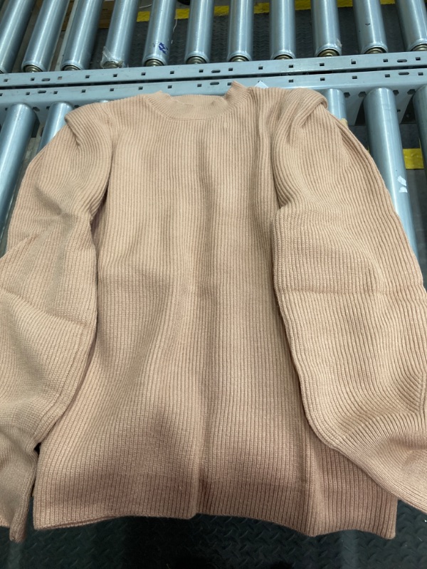 Photo 3 of  Women's Crewneck Long Lantern Sleeve Sweater Medium Dark Apricot