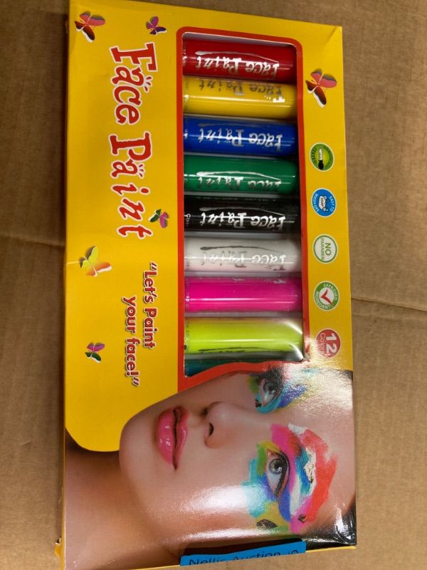 Photo 2 of Face Painting Kits for Kids, 12 Color Neon Face Paint Crayons, Twistable Water Based Washable Face and Body Paint Stick