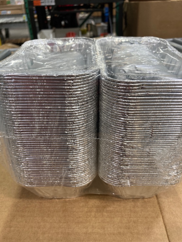 Photo 3 of 100 Pack 1 LB Disposable Mini Loaf Pans with Hot Pads 6.25” x 3.75” x 1.75” 1 Pound Aluminum Foil Loaf Pans and Pot Holders Mini Bread Tins