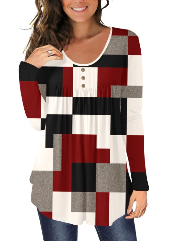 Photo 1 of Women's Casual Tunic  Large Plaid Red White