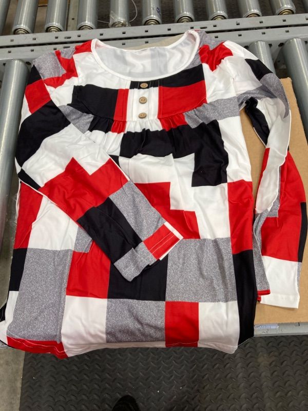 Photo 3 of Women's Casual Tunic  Large Plaid Red White