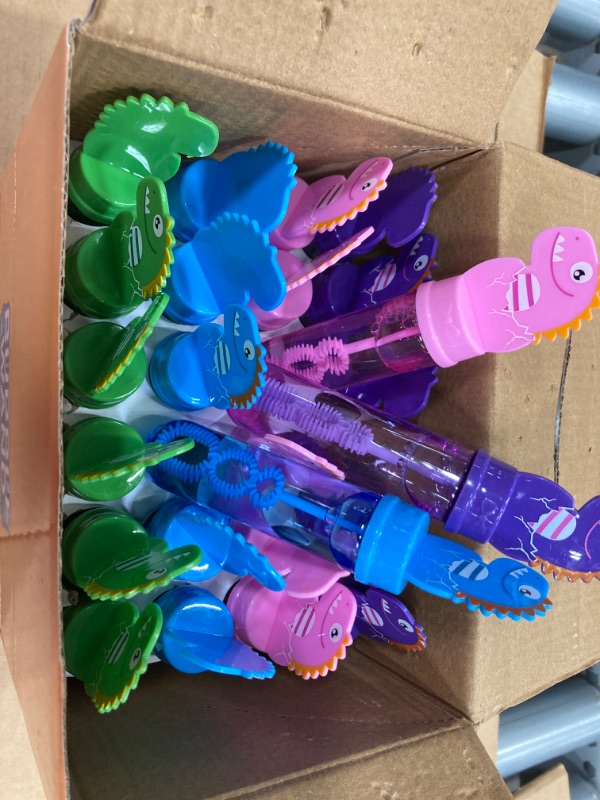 Photo 2 of 24Pcs Dinosaur Bubble Wands, Mini Bubbles Bulk Party Favors for Kids