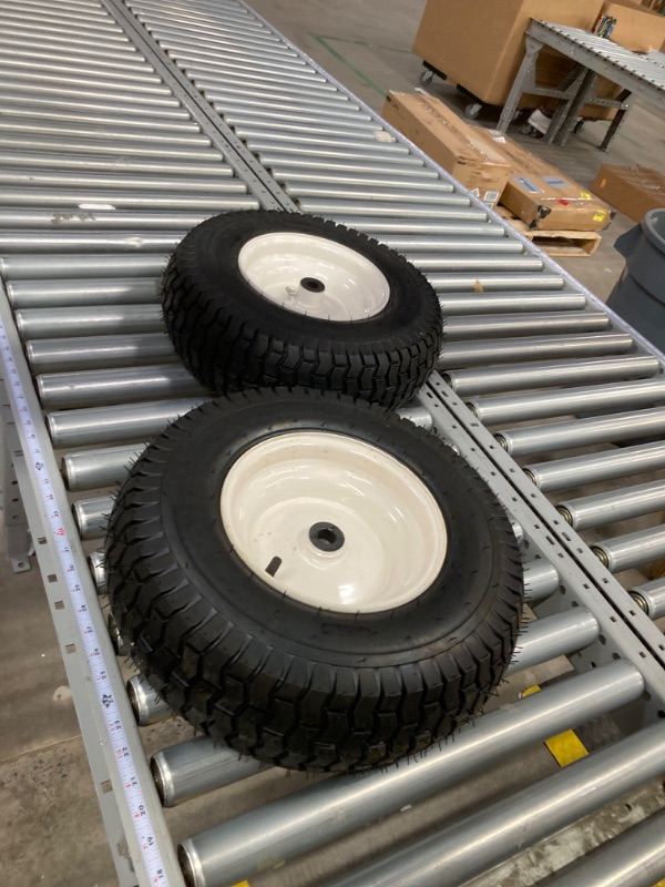 Photo 1 of New Lawn Mower Tires w/Rim 16x6.50-8 for Zero-Turn Mowers Tractors L120, LT1000, LTS 2000, LA130, LA140-3" Offset Hub, 3/4" Greased Bushing, Turf Tire 4Ply Pneumatic Tubeless 166508 (2 Pack) 16x6.5-8 Turf-Tubeless-with Rim