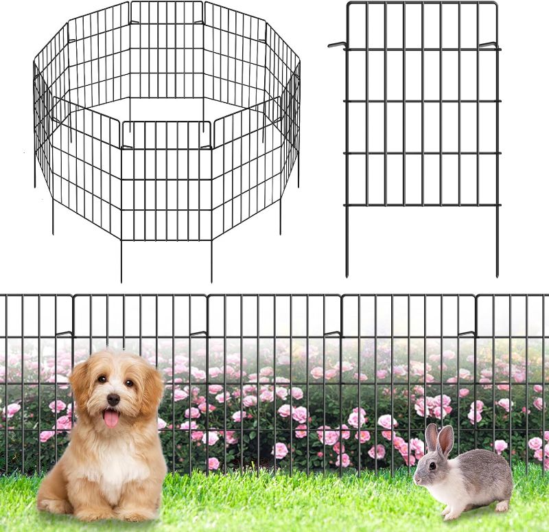 Photo 1 of 10 Pack Garden Fence Animal Barrier Fencing 1.44 inch Spacing Total 10.8ft (L) x 24in (H) Rustproof Metal Wire Yard Blocker Dog Fences Border for Outdoor...
