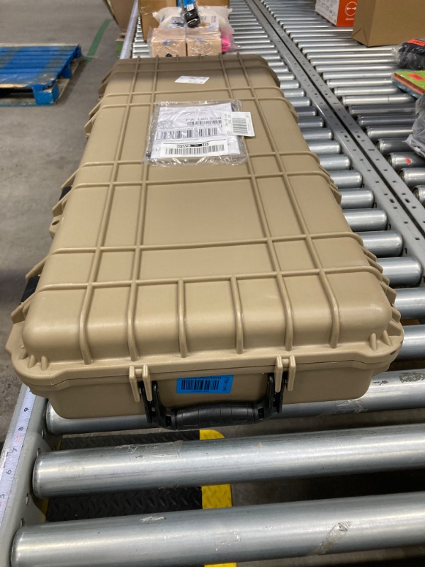 Photo 7 of ***MINOR DAMAGE*** Eylar 38" Inch Protective Roller Rifle Hard Case with Foam, Waterproof & Crushproof, Two Rifles Or Multiple Guns, Pressure Valve with Lockable Fittings Tan