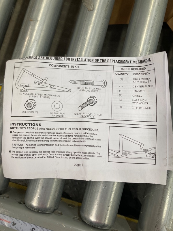 Photo 4 of ***MISSING HARDWARE*** ECOTRIC Replacement Attic Ladder Hinge Arms Compatible with 2010-UP Werner Mk 5, WU2210, W2208, W2210 Thick Zinc Attic Ladders Spreader- Pair