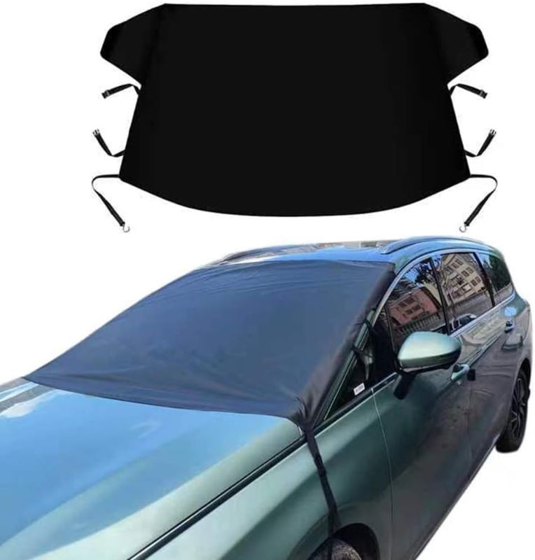 Photo 1 of 3 Of Car Windshield Snow Cover, Front Windshield Cover for Ice and Snow Frost with Removable Mirror Cover Protector, Wiper Front Window Protects Windproof UV...
