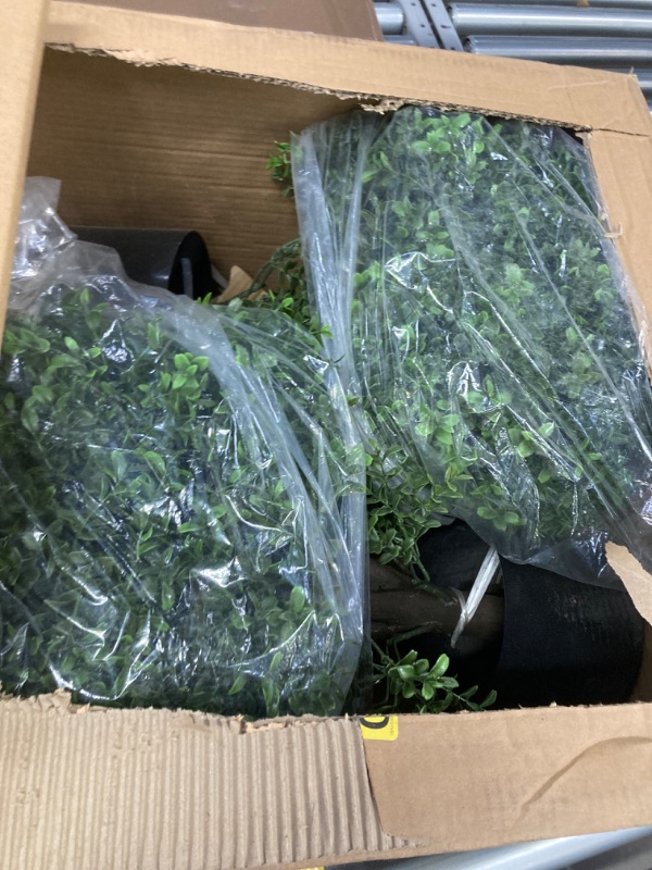 Photo 1 of 2'T 19''D Topiaries Trees Artificial Outdoors 2 Pack Fake Boxwood Bushes Outside Potted Tree 2 L Bush