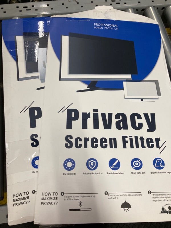 Photo 4 of [2 Pack] 24 Inch Computer Privacy Screen for 16:9 Aspect Ratio Widescreen Monitor, Eye Protection Anti Glare Blue Light Computer Monitor Privacy Filter, Removable Anti-Scratch 24in Protector Film [2 Pack] 24'' Privacy Screen (16:9)