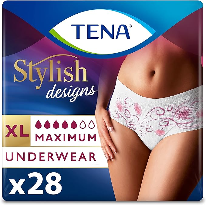 Photo 1 of **The bag is broken, Not exact photo.** TENA Stylish print underwear women maximum Size Large