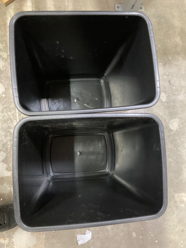 Photo 2 of Rev-A-Shelf RV-18KD-18C S Double 35 Quart Sliding Pull-Out Waste Containers Garbage Trash Recycling Bins for Kitchen Cabinets, Black Chrome