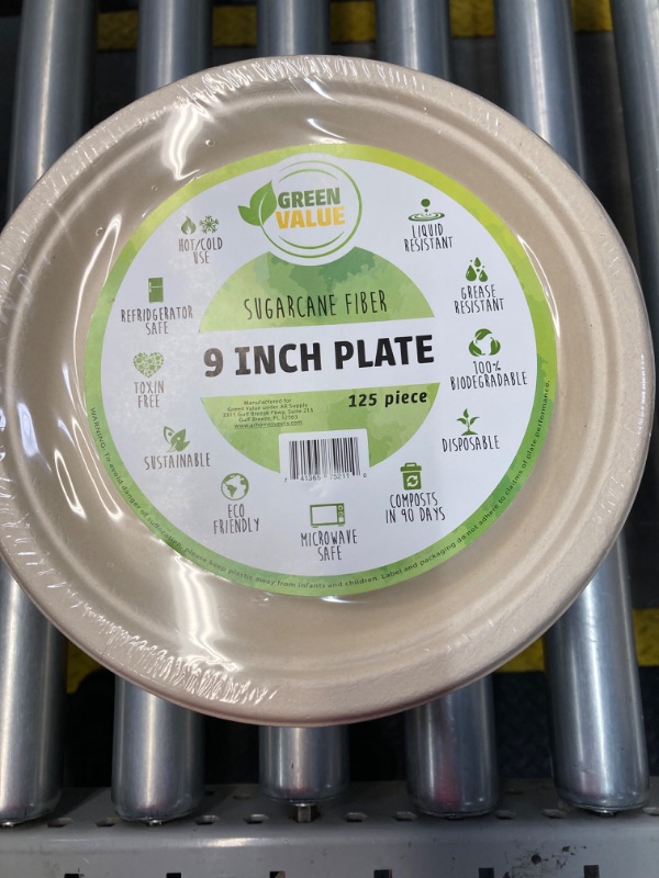 Photo 2 of **2 Packs** Eco-Friendly 9" Disposable Sugarcane Fiber Plates - Sustainable Convenience for Every Meal! (Natural)