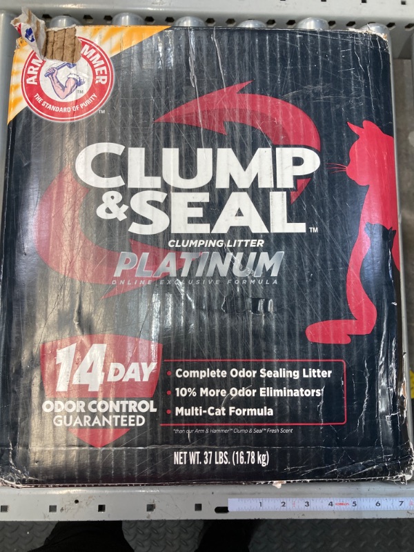 Photo 2 of ARM & HAMMER Clump & Seal Platinum Multi-Cat Complete Odor Sealing Clumping Cat Litter with 14 Days of Odor Control, 37 lbs, Online Exclusive Formula 37lb – Frustration Free Pack