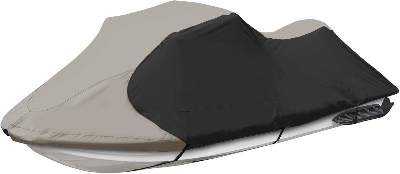 Photo 1 of Jetpro Trailerable Jet Ski Cover, Waterproof Marine Grade 600D Heavy Duty Polyester PWC Cover Gray/Black Color Fits from 126"-135" 3 Seater
