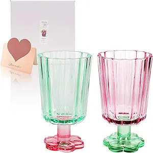 Photo 1 of  Wine Glasses Set Of 2?Flower Base Stemware, Heavy Duty Vintage Wine Glasses?Cute Wine Glasses?Bar, Party, Christmas, For Men And Women