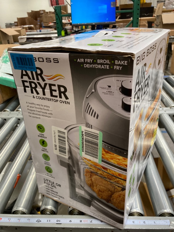 Photo 3 of ***FOR PARTS, DOES NOT WORK*** Big Boss 16Qt Large Air Fryer Oven – Large Halogen Oven Cooker with 50+ Air Fryers Recipe Book for Quick + Easy Meals for Entire Family, AirFryer Oven Makes Healthier Crispy Foods – Silver