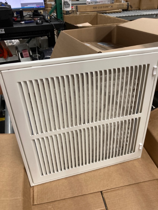 Photo 2 of 14" x 14" [Duct Opening] Aluminum Eggcrate Return Air Filter Grille | Low Noise & High Air Flow, Rust Proof Vent Cover Grill for Sidewall & Ceiling, White, Outer Dim: 16 1/4" X 16 1/4" for 14x14 Duct 14"W x 14"H [Duct Opening]