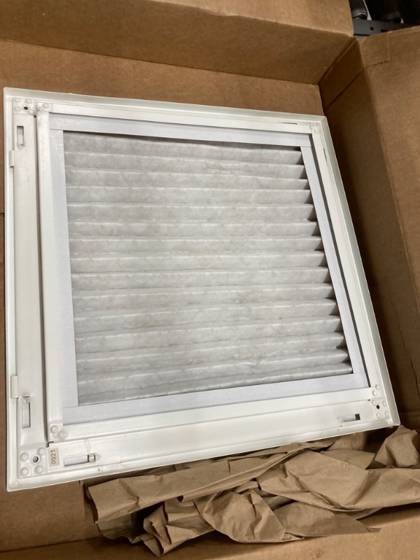 Photo 3 of 14" x 14" [Duct Opening] Aluminum Eggcrate Return Air Filter Grille | Low Noise & High Air Flow, Rust Proof Vent Cover Grill for Sidewall & Ceiling, White, Outer Dim: 16 1/4" X 16 1/4" for 14x14 Duct 14"W x 14"H [Duct Opening]