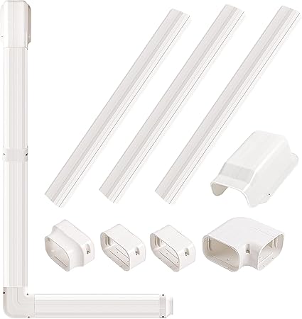 Photo 1 of 11Ft Decorative PVC 4" Line Set Cover Kit 11Ft For Mini Split Air Conditioners And Central Air Conditoner&Heat Pumps Line Set Cover Kit