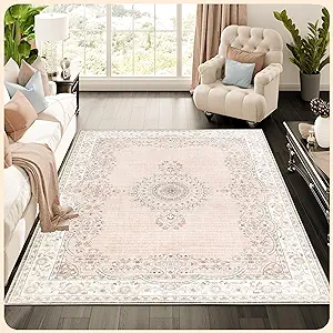 Photo 1 of 42 IN X 24 IN Rugs - Beige Area Rug - Kid & Pet Friendly Washable Rug - Non Shedding Area Rugs for Living Room - Foldable Rug  Area Rug - Eco-Friendly Materials for Living Room Rug 