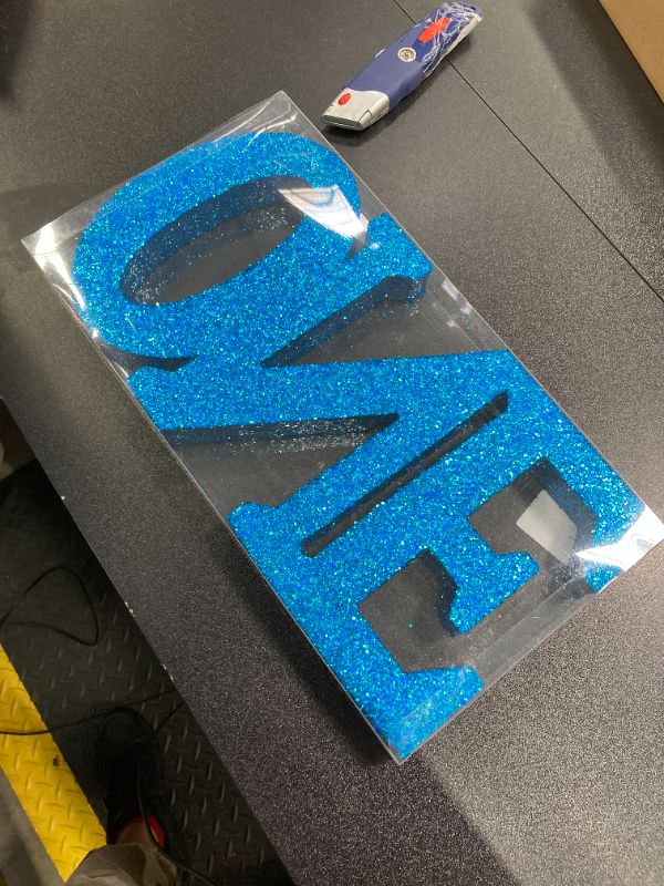 Photo 1 of 1st Birthday Decorations Boys,Blue Glitter One Letters Sign for First Birthday, One table centerpieces,One standing Letters for 1st Birthday, First Birthday Photo Shoot Prop Lowercase-blue