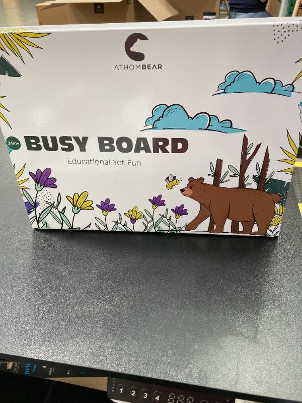 Photo 2 of Busy Board for Toddlers 1 2 3 4, Montessori Activity Board with 10 Learning Activities, Toddler Gifts, Sensory Wooden Board for 1 Year Old Grey