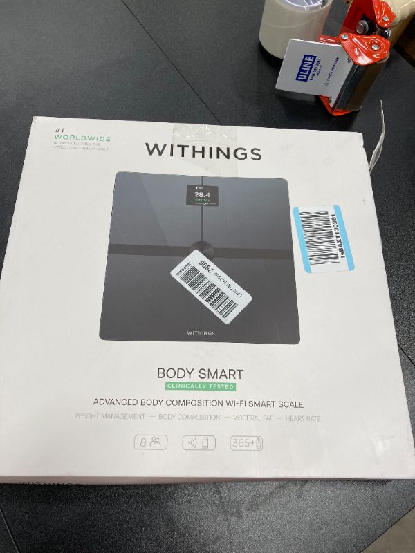 Photo 2 of WITHINGS Body Smart - Accurate Scale for Body Weight and Fat Percentage, Body Composition Wi-Fi and Bluetooth Weight Scale, Baby Weight Scale, Smart Scale Apple Compatible, Bathroom Scale,FSA/HSA Body Smart Black