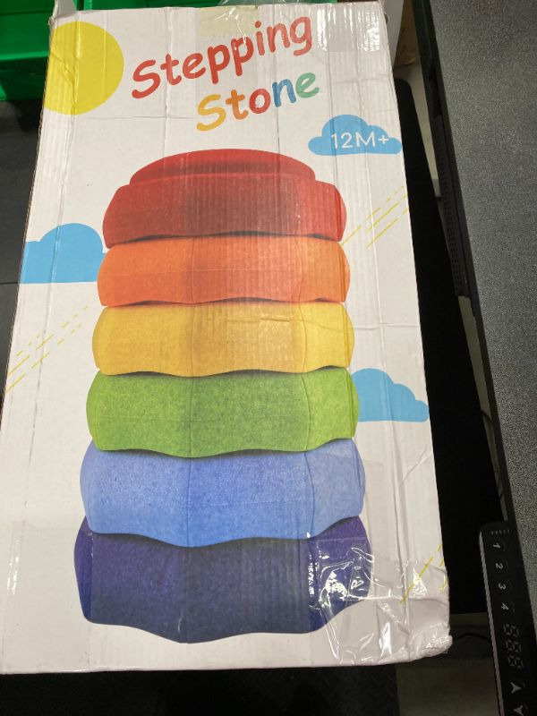Photo 1 of Balance Stepping Stones for Kids and Also a Stacking Blocks Toy, Balance River Stones for Promoting Children's Coordination Skills Obstacle Courses Sensory Toys for Toddlers 6pcs/Set
