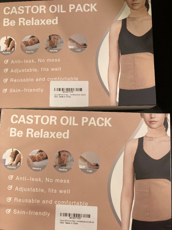 Photo 2 of Castor Oil Pack for Neck, Waist, and Liver, Reusable Compress Castor Oil Pack Wrap for Liver Detox with Adjustable Elastic Strap Flannel Cotton Machine Washable Anti Oil Leak 2 Pack2 pack bundle