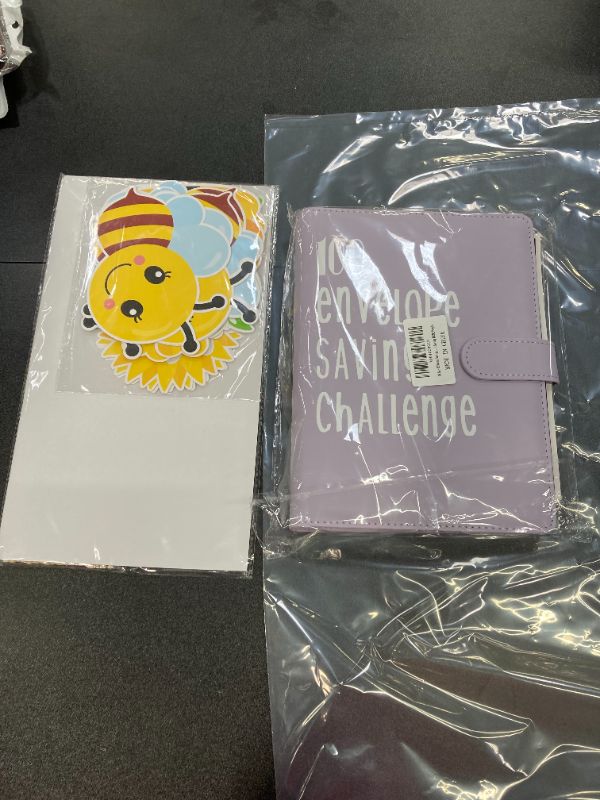 Photo 3 of 100 Envelopes Money Saving Challenge Binder, 100 Envelope Challenge Binder,A5 Savings Challenges Book with Envelopes,Budget Binder for Saving $5050,Purple
&
18 Pieces Bumble Bee Party Centerpieces for Honey Bee Baby Shower Decorations Table Centerpieces w