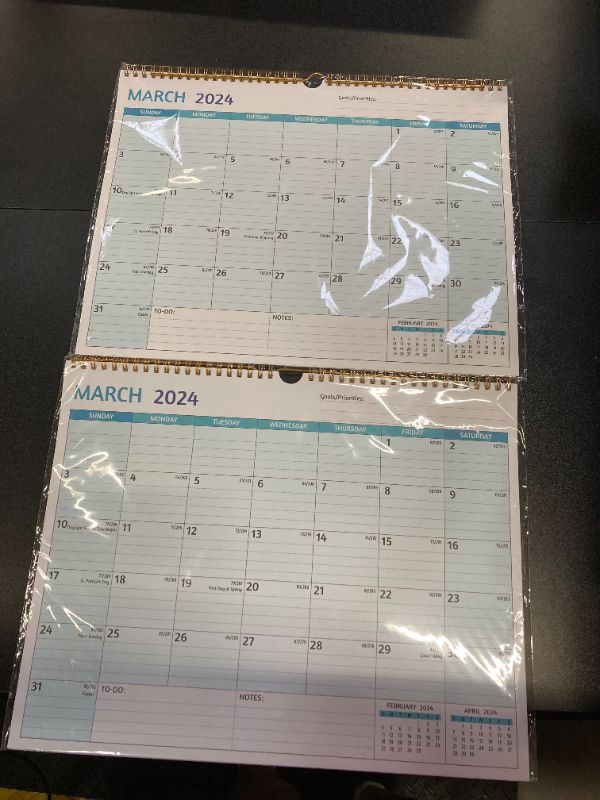 Photo 2 of 2024-2025 Wall Calendar - Mar 2024 - Aug 2025, 18 Months Calendar 2024-2025, 14.57 x 11.42 In, 2024 Calendar, Monthly Calendar with Ruled Blocks, Thick Paper, Holidays, To-do ? Notes Green, Mar.2024 - Aug.2025 Calendar
2 pack bundle