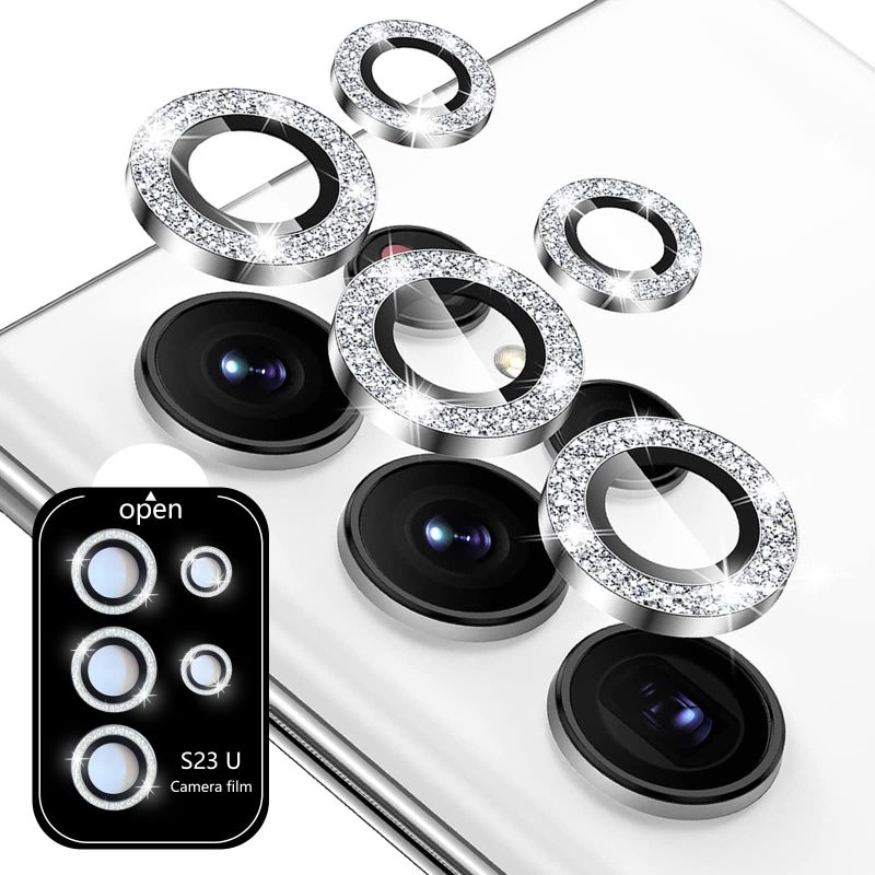 Photo 1 of 2 piece bundle! iKopink Camera Lens Protector for Galaxy S23 Ultra, 9H Tempered Glass Camera lens Cover Compatible with Galaxy S23 Ultra, Diamond S23 ultra camera lens protector?Sliver? Silver S23