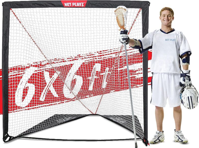 Photo 1 of 6 x 6 x 6 Feet Lacrosse Goal Fast Install, Fiberglass Frme, Lightweight, Foldable, Portable, Carry Bag Included