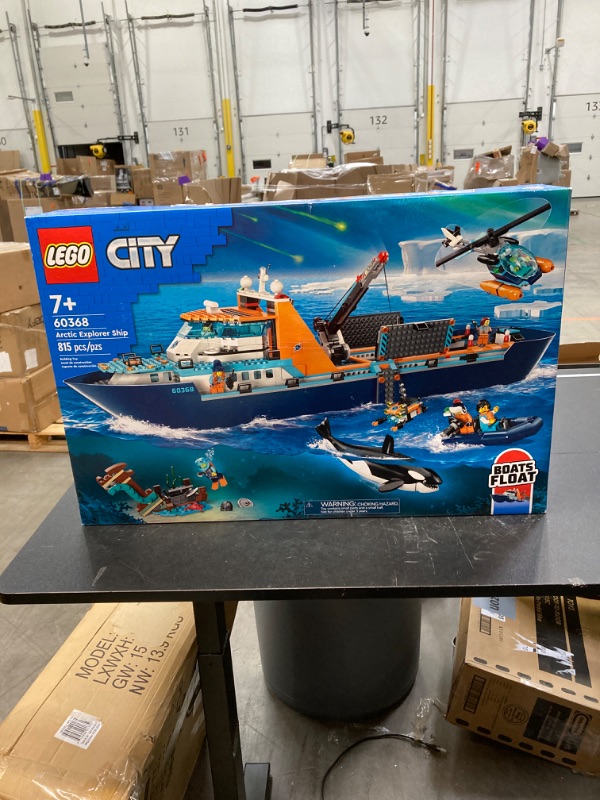 Photo 2 of ***LOOSE HARDWARE IN BOX*** LEGO City Arctic Explorer Ship 60368 Building Toy Set, Fun Toy Gift for 7 Year Old Boys and Girls, with a Floatable Boat, Helicopter, Dinghy, ROV Sub, Viking Shipwreck, 7 Minifigures and an Orca