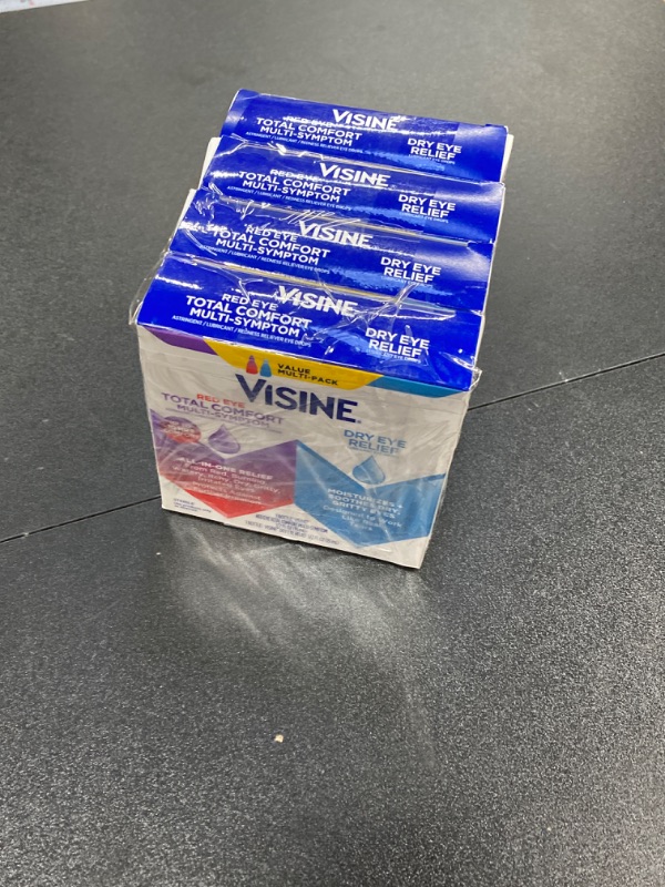 Photo 2 of 4 PIECE BUNDLE! Visine Red Eye Total Comfort Multi-Symptom & Dry Eye Relief Lubricant Eye Drops, 2 Items 1 Fl Oz (Pack of 1) Red Eye Total Comfort & Dry Eye Relief (Dual Pack)