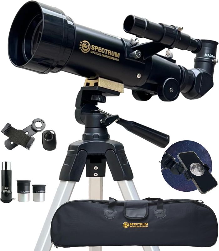 Photo 1 of SpectrumOI Telescope for Kids, Telescope for Adults Astronomy Gifts, Telescope for Kids 8-12 - Premium Refractor Telescope 70mm Aperture with Carry Bag and Phone Holder
