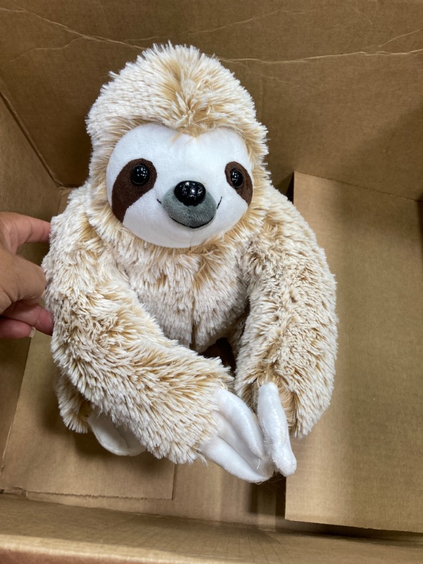 Photo 3 of Realistic Sloth Stuffed Plush Toy Animal - Cuddly, Huggable, Silky Fur - Cute Brown Three Toed Sloth for Girlfriend Birthday Gift Brown Sloth