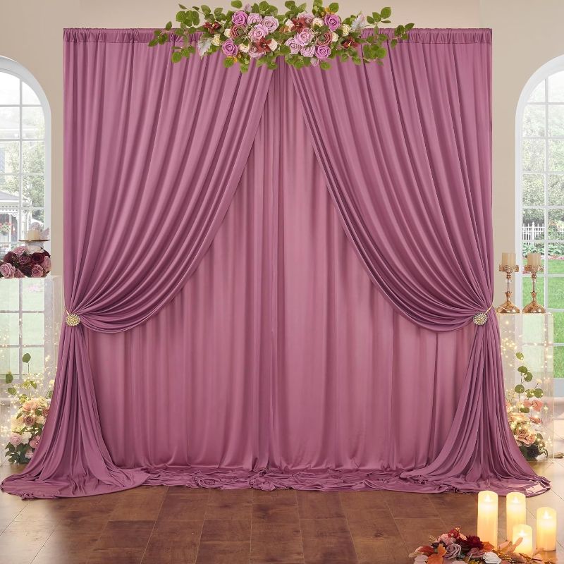 Photo 1 of 10 ft x 30 ft Wrinkle Free Dusty Pink Backdrop Curtain for Parties, Polyester Dusty Rose Backdrop Drapes 6 Panels 5x10ft for Baby Shower Photoshoot Engagement Wedding Birthday Photography Background https://a.co/d/6sEMmIj