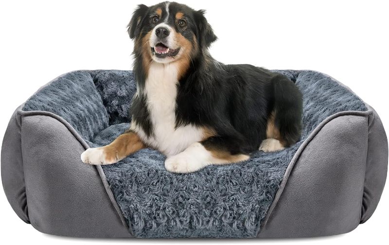 Photo 1 of INVENHO Dog Bed for Large Medium Small Dogs/Puppy, Rectangle Washable, Orthopedic, Soft Calming Sleeping Durable Pet Cuddler with Anti-Slip Bottom S(20"x19"x6") https://a.co/d/0cfeHpSe