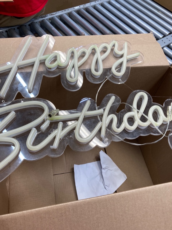 Photo 2 of ***ONLY THE SIGN***Happy Birthday Neon Sign for Birthday Party Decor, Light Up Happy Birthday Led Signs for Backdrop, Neon Birthday Sign for Any Ages Bday Celebration, 22.4"x13.8" Warm White https://a.co/d/0aMIyBut