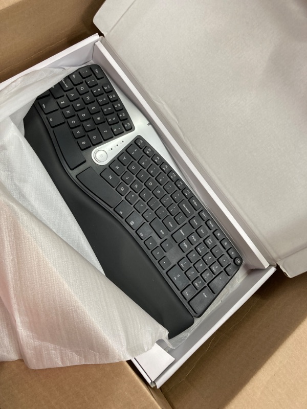 Photo 2 of Nulea Wireless Ergonomic Keyboard, 2.4G Split Keyboard with Cushioned Wrist and Palm Support, Arched Keyboard Design for Natural Typing, Compatible with Windows/Mac