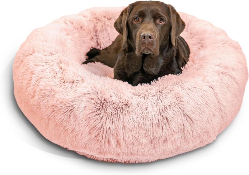 Photo 1 of Best Friends by Sheri The Original Calming Donut Cat and Dog Bed in Shag Fur Cotton Candy Pink, SMALL 18''