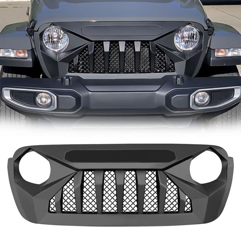 Photo 1 of AMERICAN MODIFIED Demon Grille Compatible with Jeep 2018+ Wrangler JL and 2020+ Gladiator JT Models w/o TrailCam https://a.co/d/03mTELIj